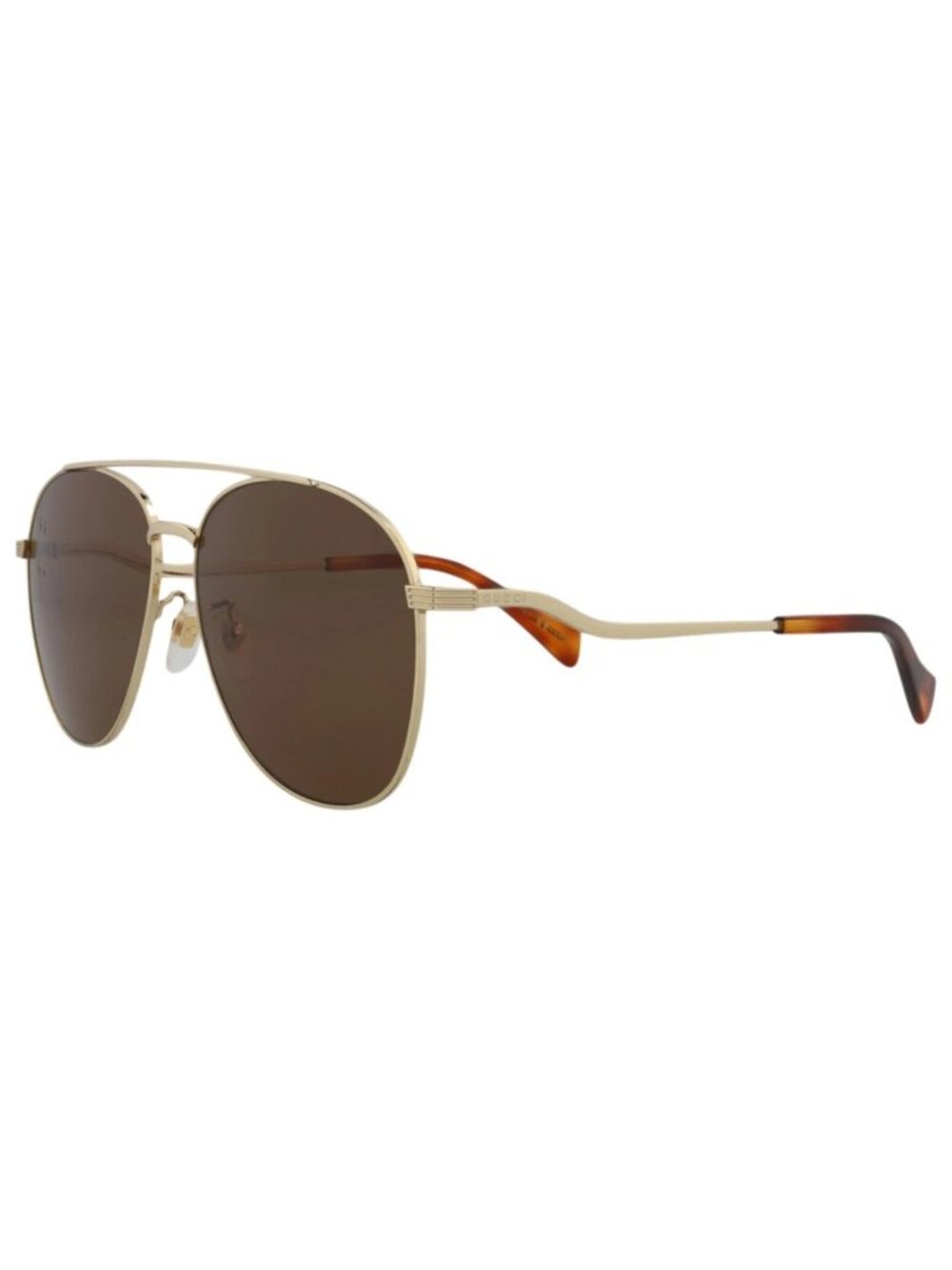 New Gucci Women's Sunglasses Aviator Metal Frame Gold Gold Brown